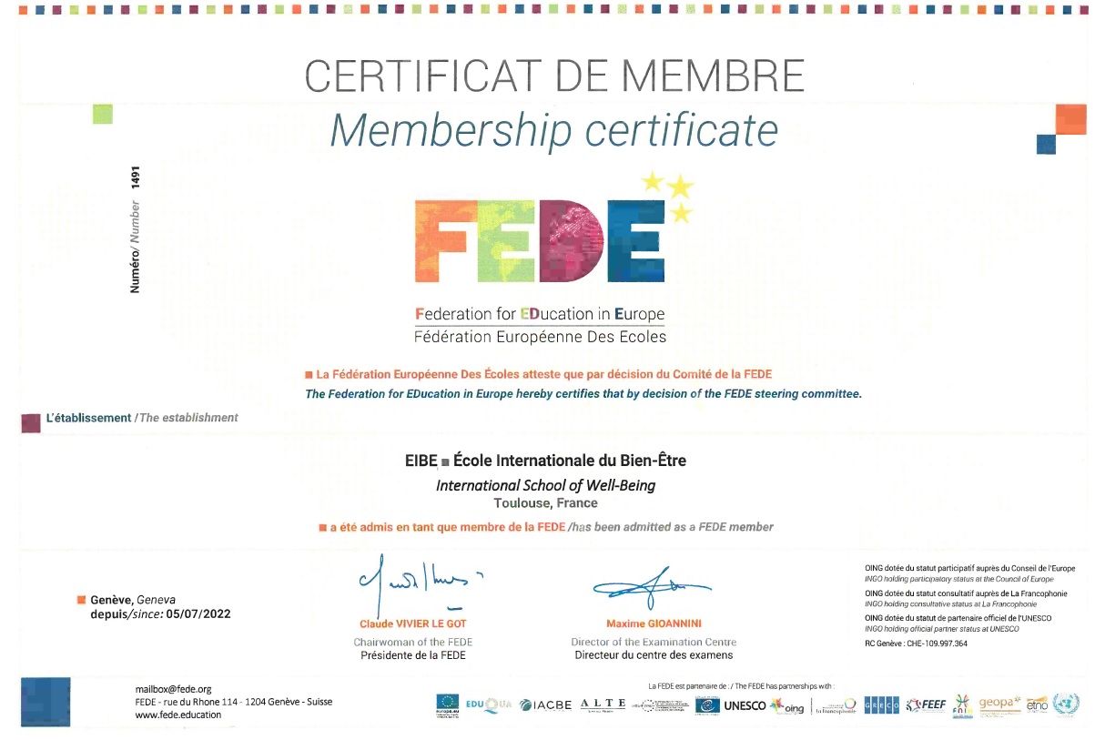 Certificat FEDE